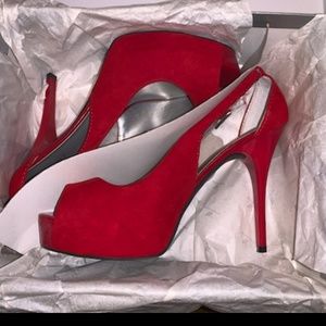 Red platform heels